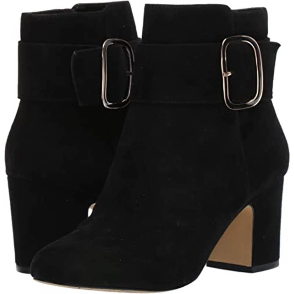 Bella Vita Klaire Ankle Bootie Boot, Black Suede Leather,